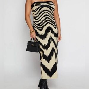 Madden Girl Black and Cream Strapless Dress